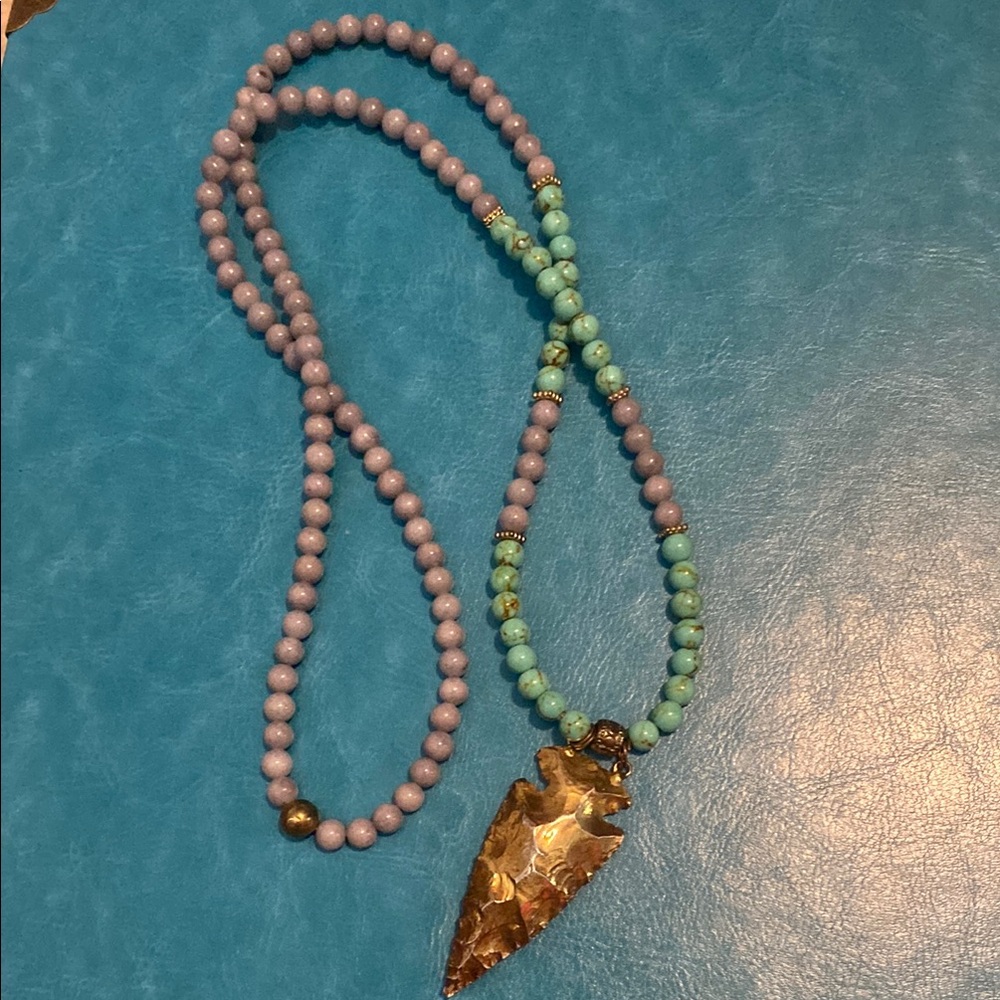 Natural Stone Arrowhead Necklace